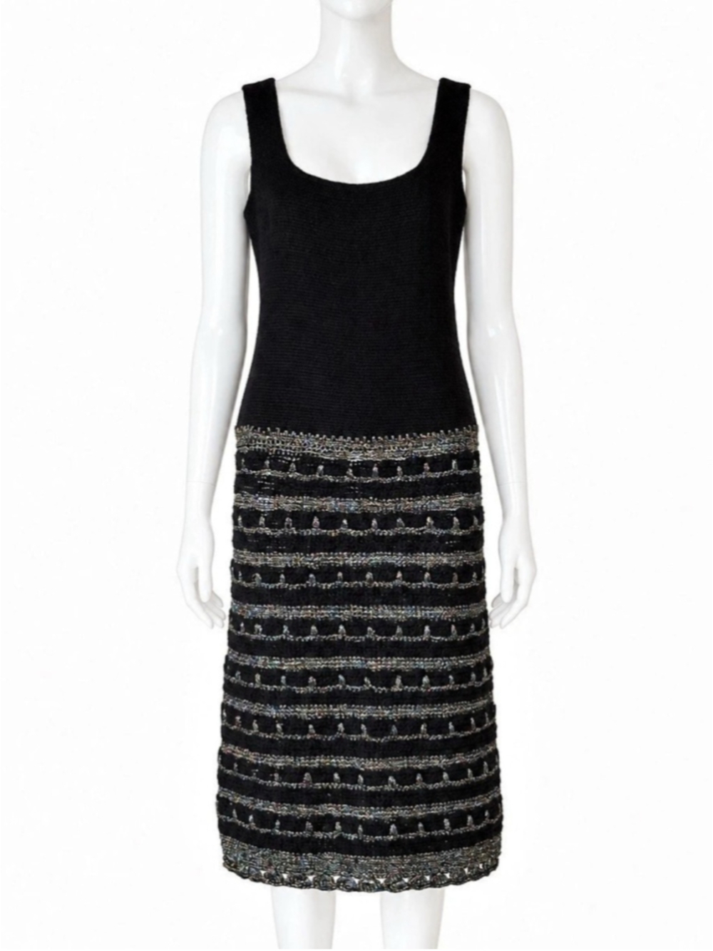 Moschino Couture Black Knit Metallic Midi Dress